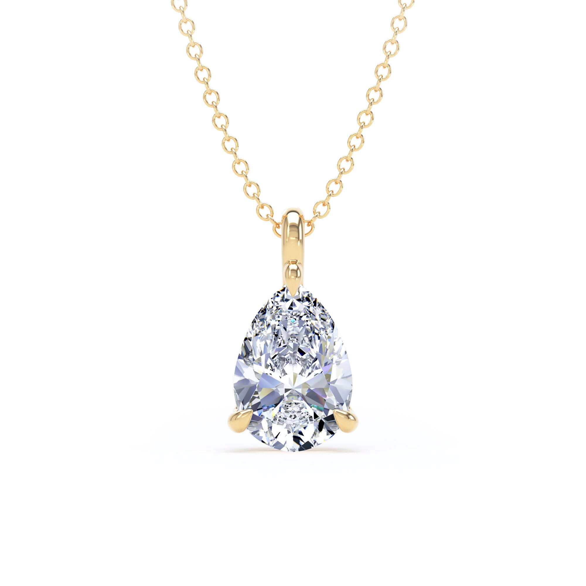 9ct Yellow Gold 2.00cttw Pear Cut Lab Grown Diamond Pendant