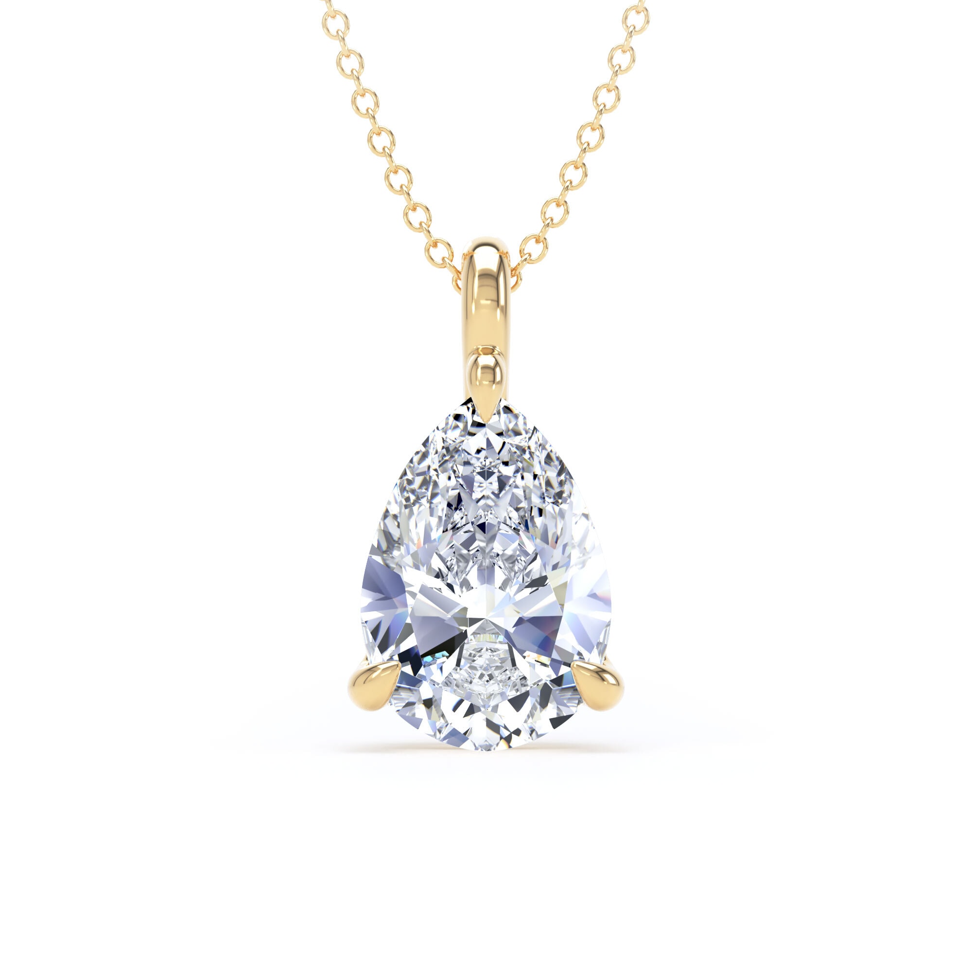 9ct Yellow Gold 3.00cttw Pear Cut Lab Grown Diamond Pendant