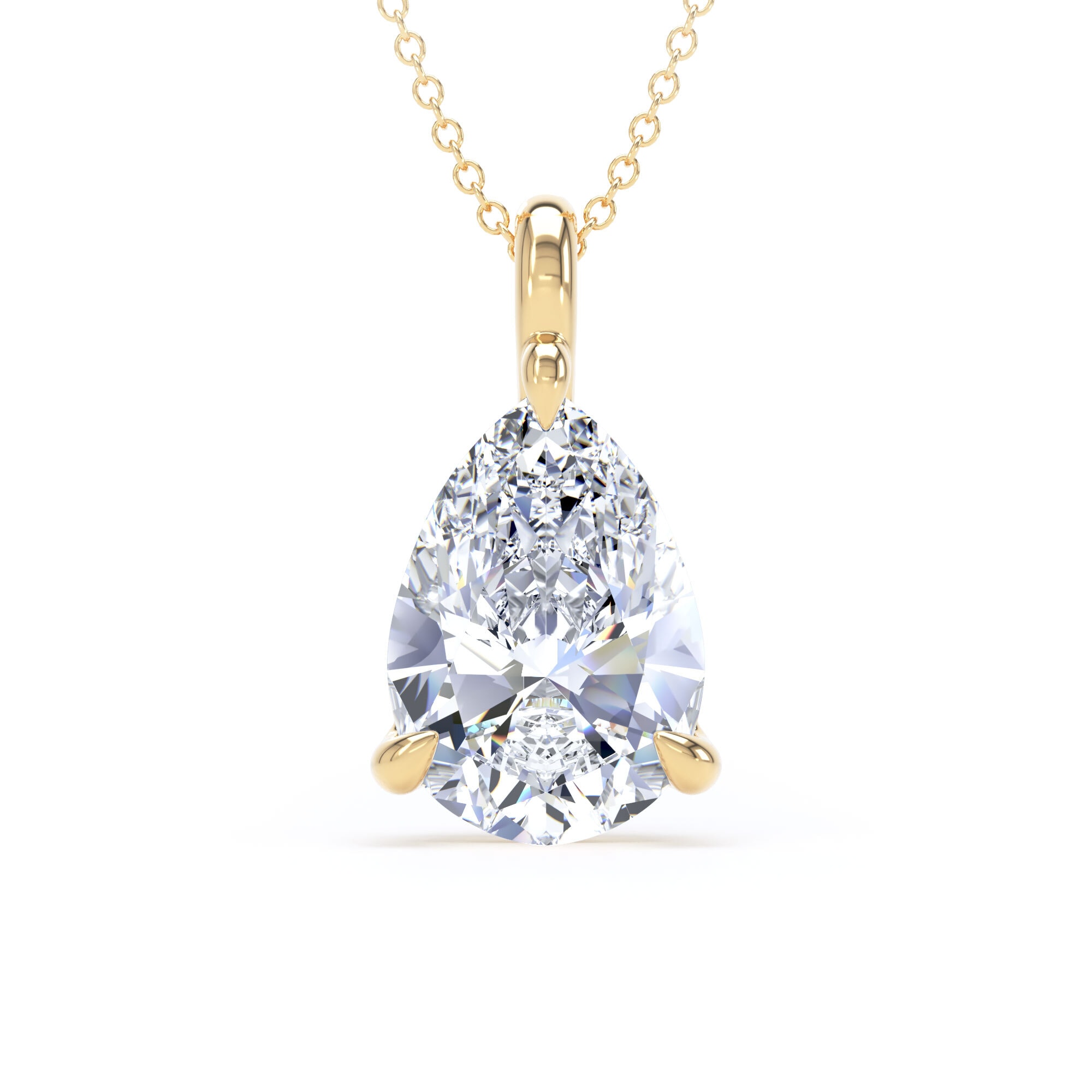 9ct Yellow Gold 4.00cttw Pear Cut Lab Grown Diamond Pendant
