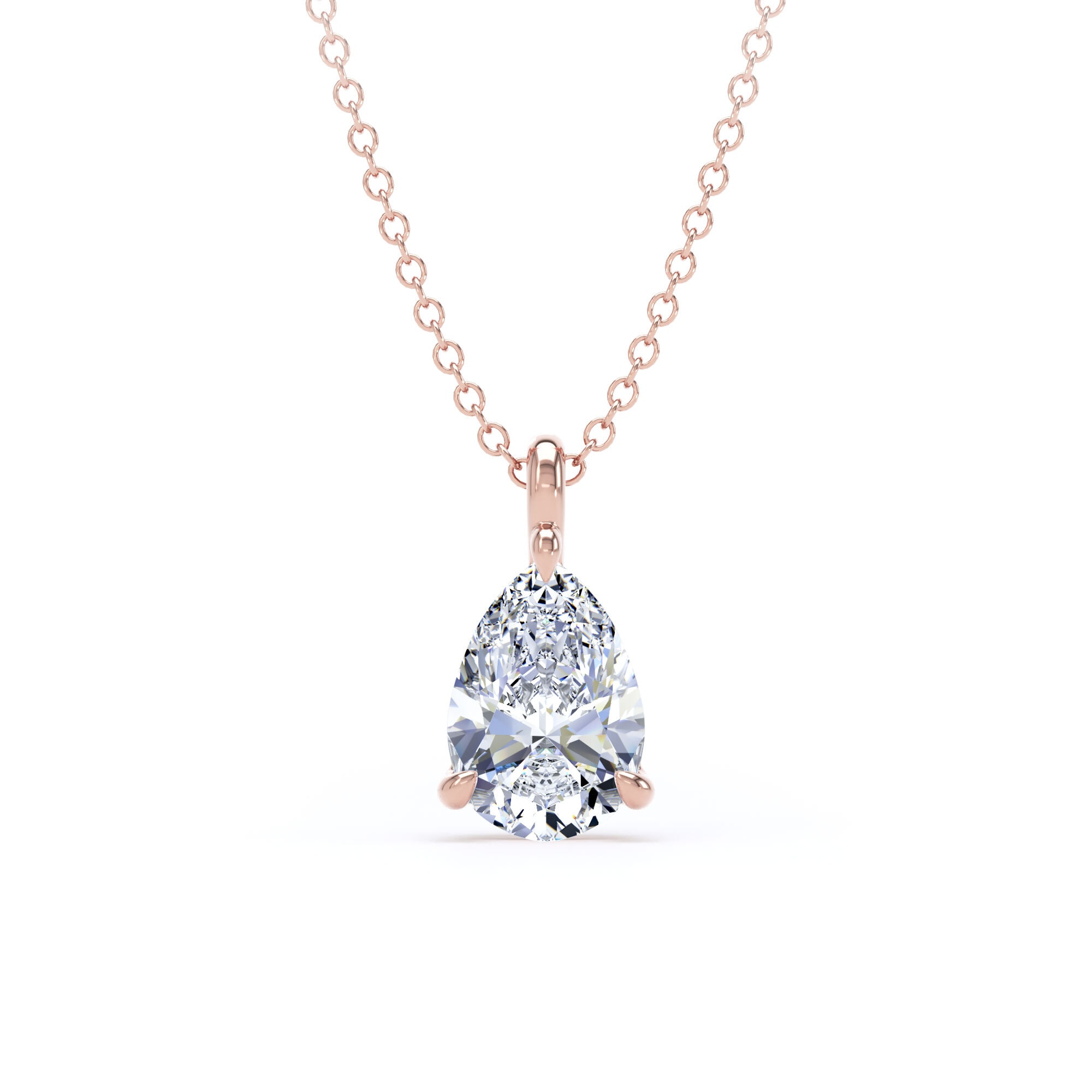 9ct Rose Gold 1.50cttw Pear Cut Lab Grown Diamond Pendant