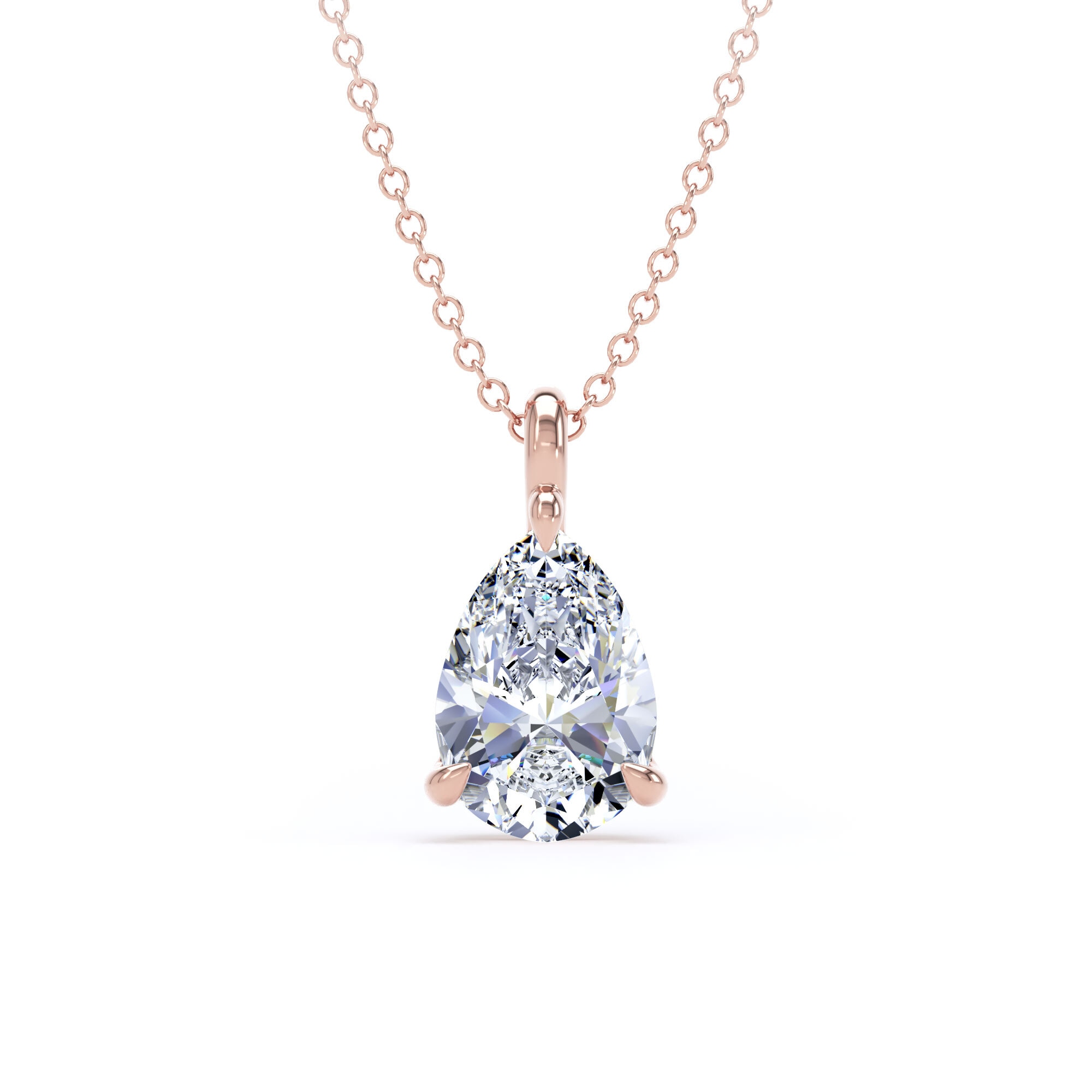 9ct Rose Gold 2.00cttw Pear Cut Lab Grown Diamond Pendant