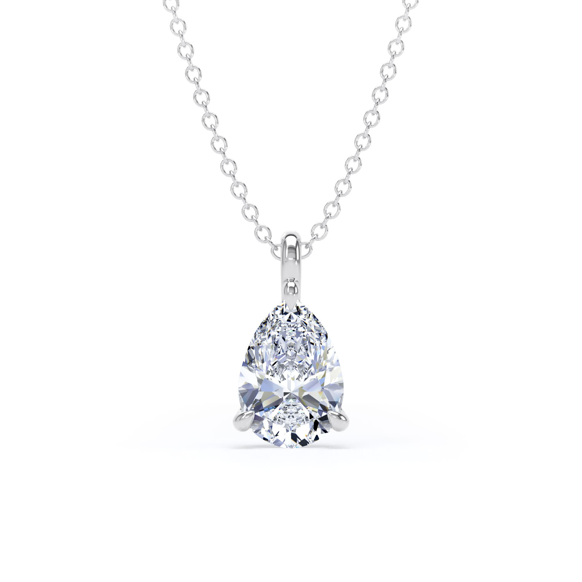 18ct White Gold 1.50cttw Pear Cut Lab Grown Diamond Pendant