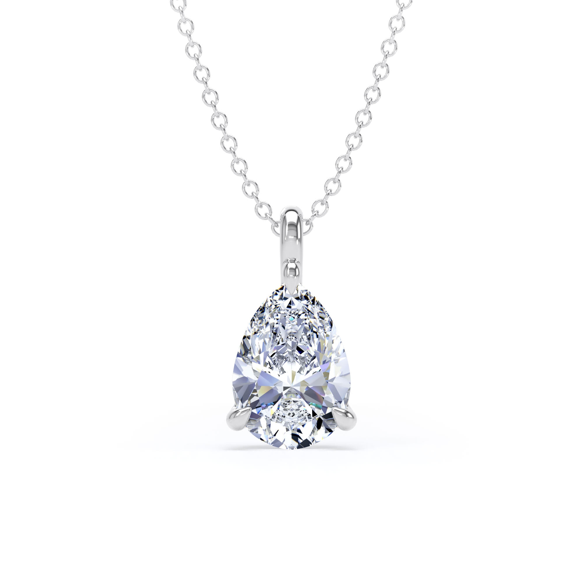 18ct White Gold 2.00cttw Pear Cut Lab Grown Diamond Pendant