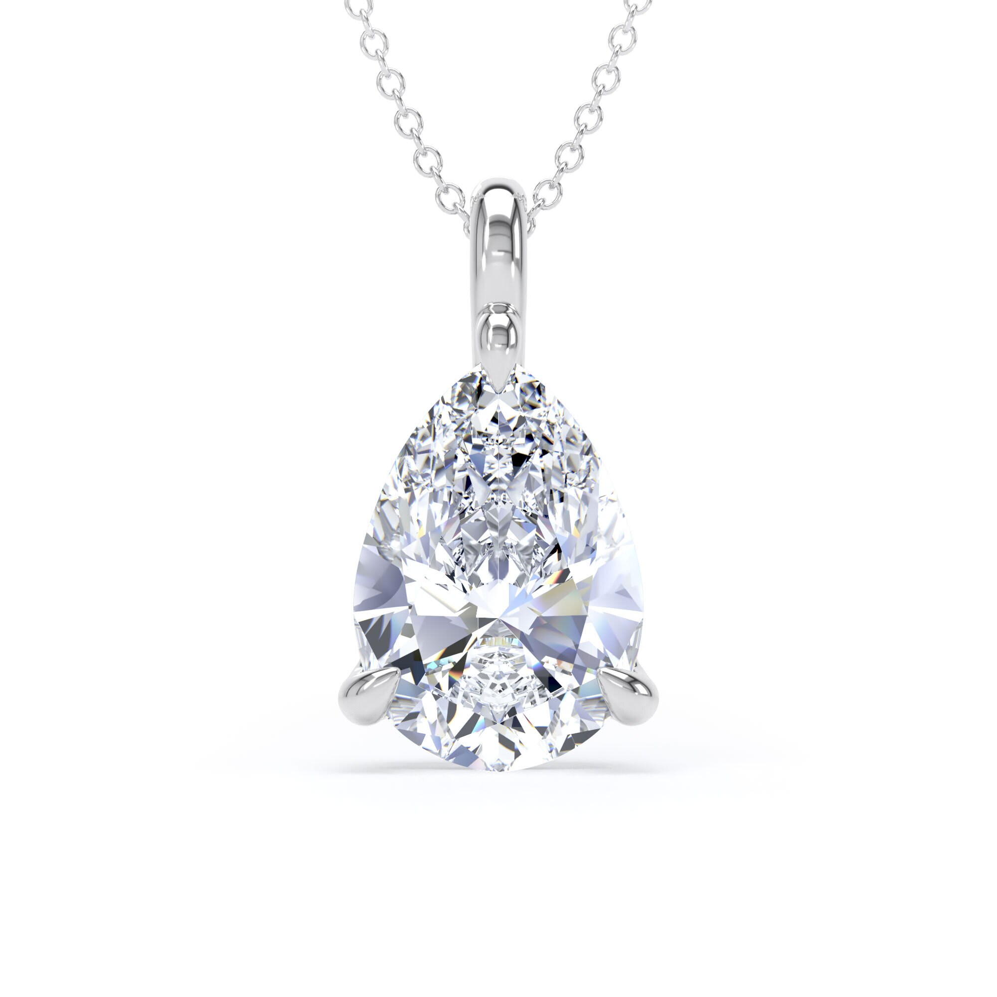 18ct White Gold 4.00cttw Pear Cut Lab Grown Diamond Pendant