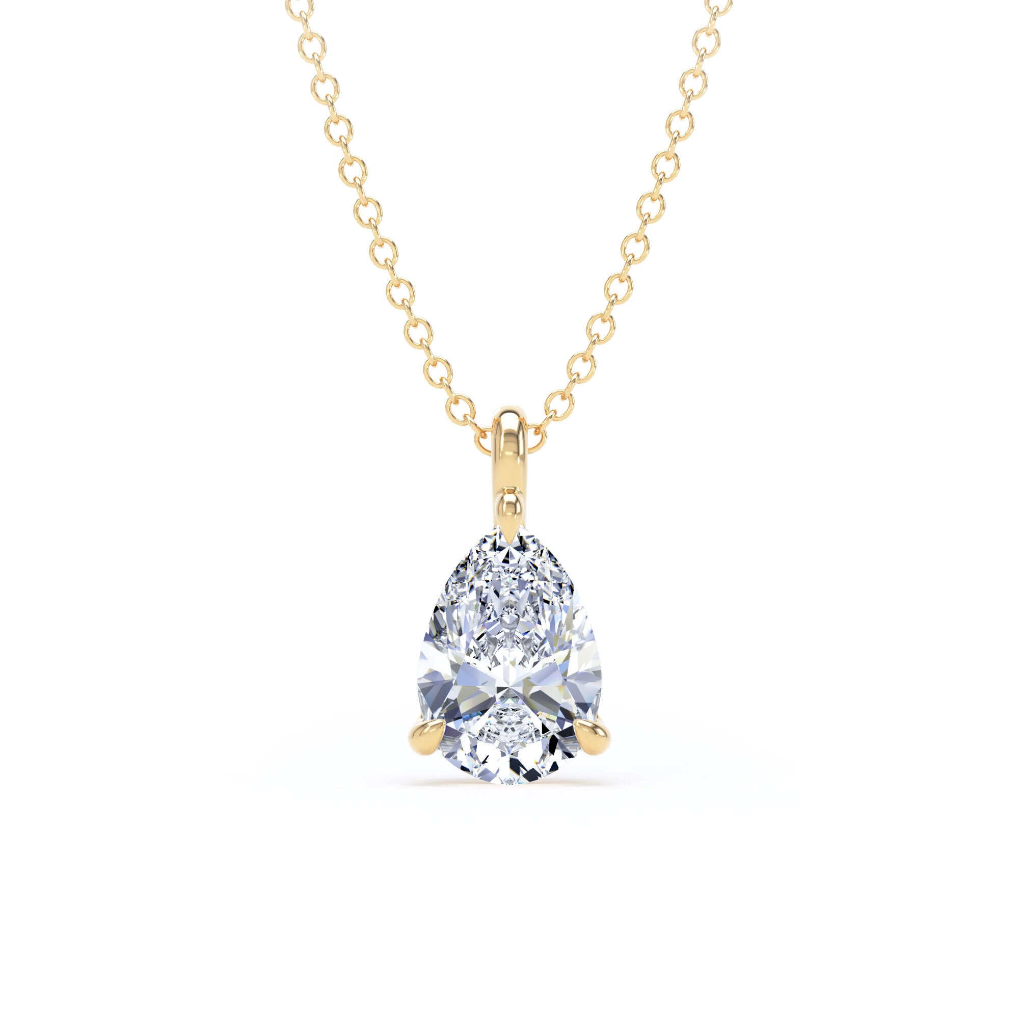 18ct Yellow Gold 1.50cttw Pear Cut Lab Grown Diamond Pendant