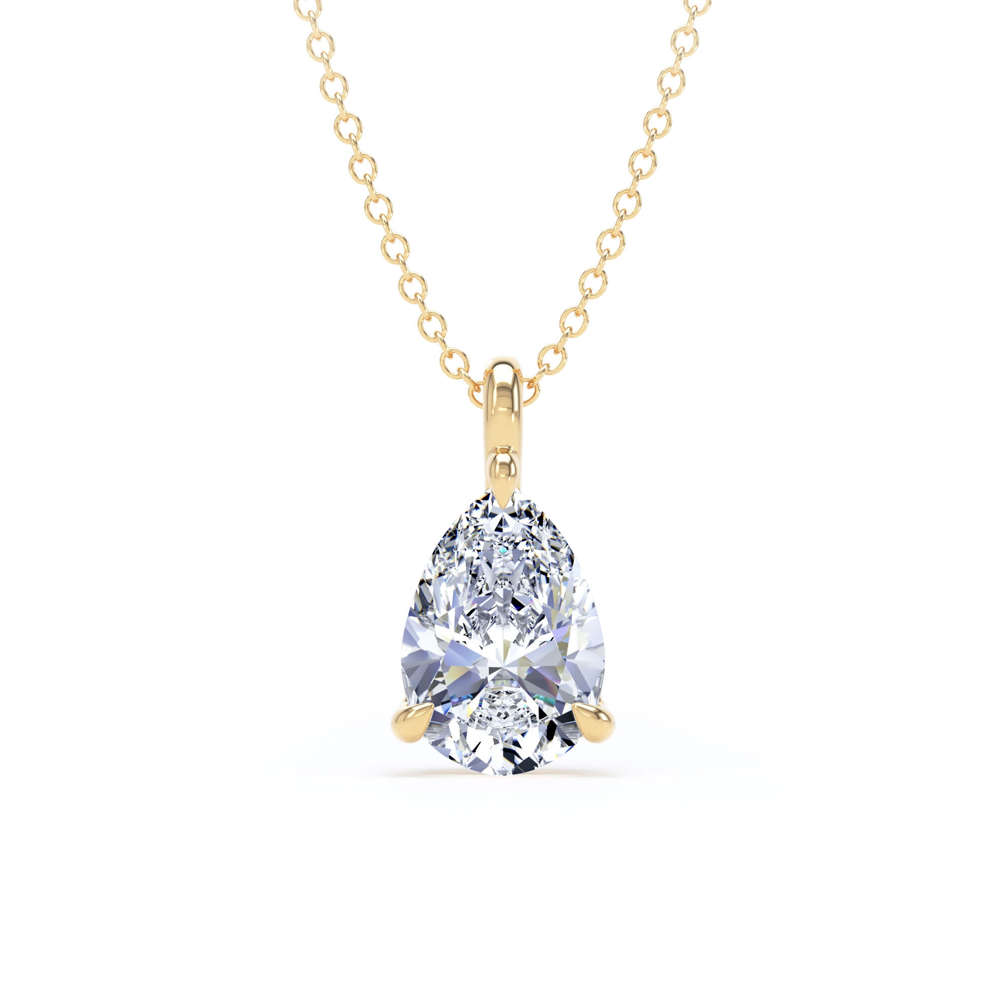 18ct Yellow Gold 2.00cttw Pear Cut Lab Grown Diamond Pendant