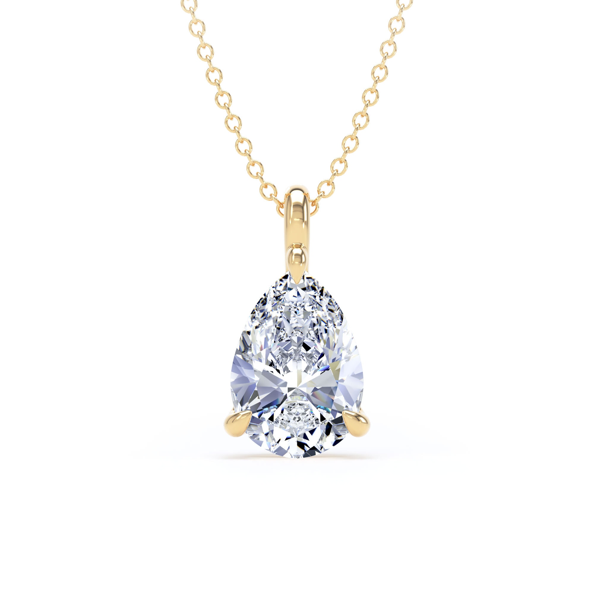 18ct Yellow Gold 2.50cttw Pear Cut Lab Grown Diamond Pendant