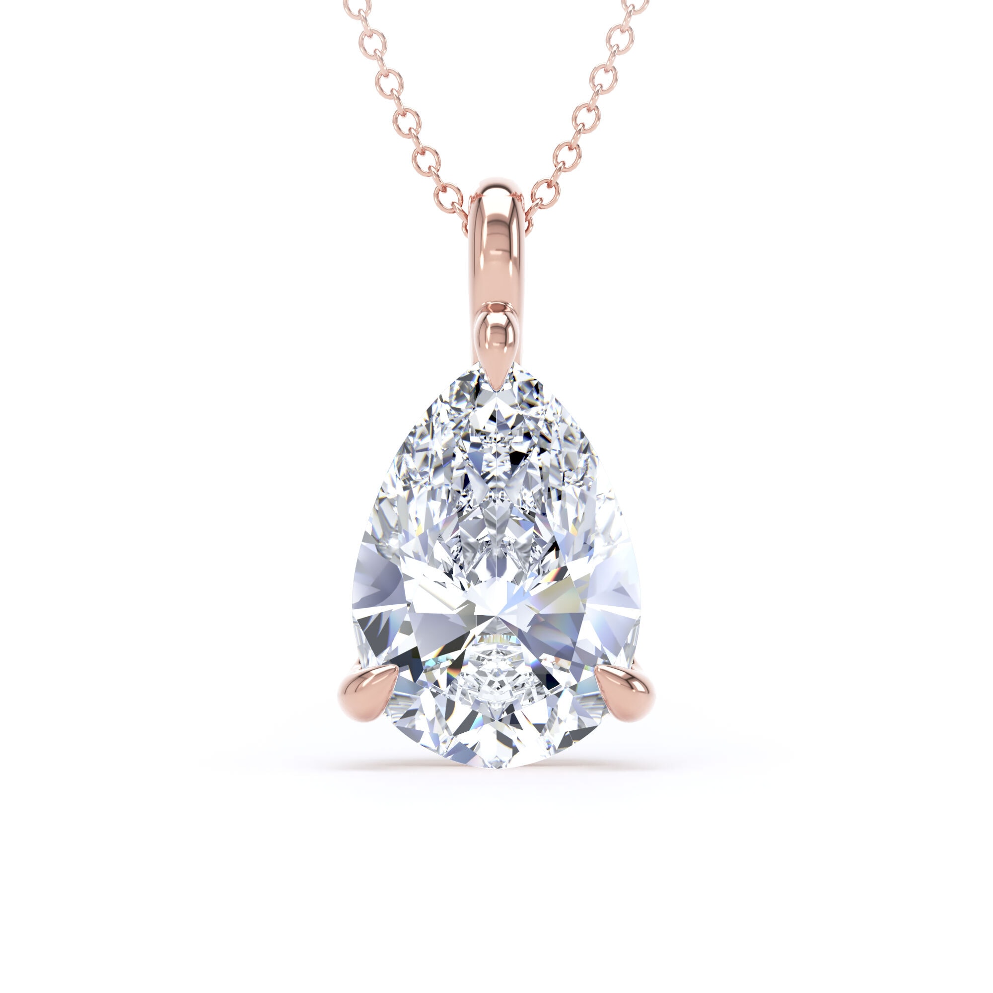 18ct Rose Gold 4.00cttw Pear Cut Lab Grown Diamond Pendant