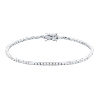 Goldsmiths 9ct White Gold 2.00cttw Lab Grown Diamond Line Bracelet