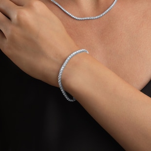 Goldsmiths 18ct White Gold 5.00cttw Lab Grown Diamond Line Bracelet