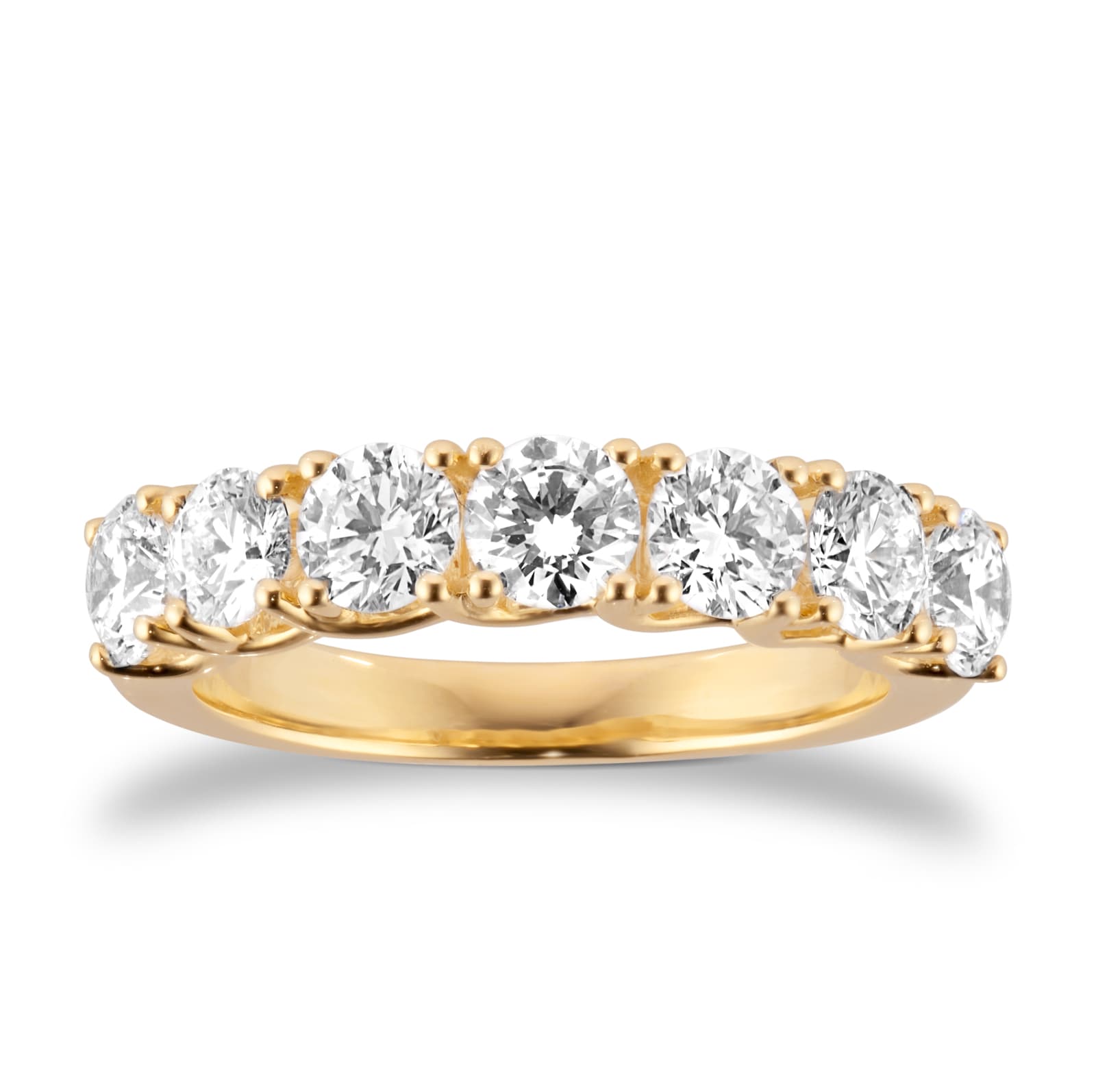 Goldsmiths 18ct Yellow Gold 1.50cttw Brilliant Cut Lab Grown Diamond 7 Stone Ring