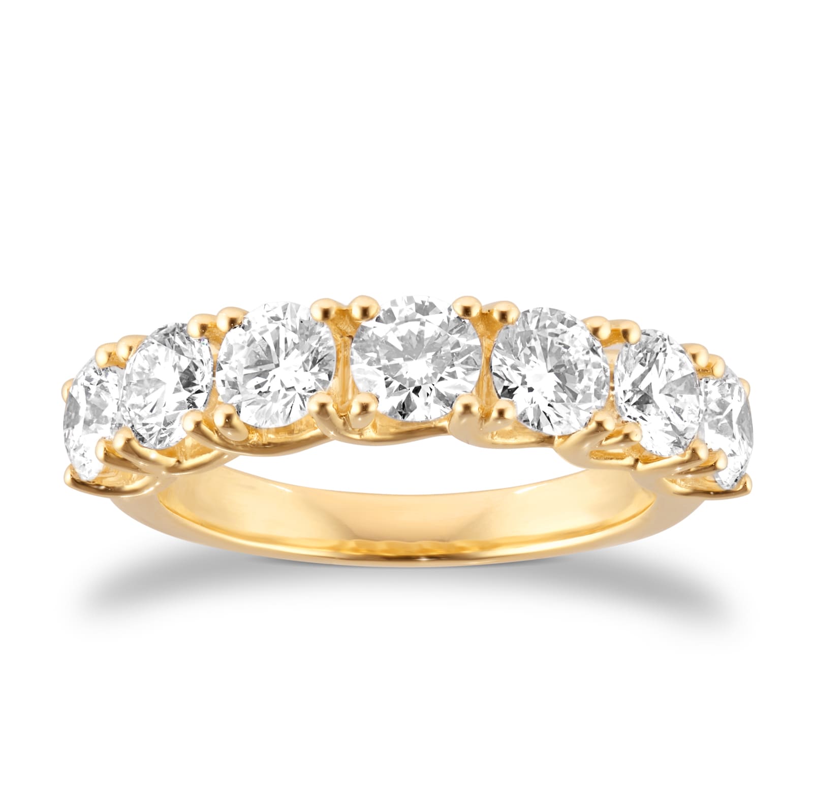Goldsmiths 18ct Yellow Gold 2.00cttw Brilliant Cut Lab Grown Diamond 7 Stone Ring