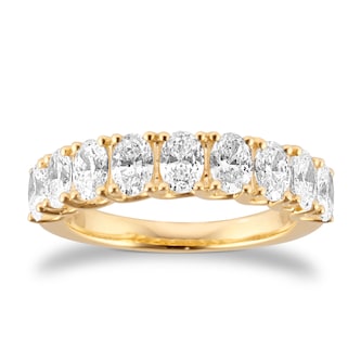 Goldsmiths 18ct Yellow Gold 1.50cttw Oval Cut Lab Grown Diamond 9 Stone Ring Goldsmiths 18ct Yellow Gold 1.50cttw Oval Cut Lab Grown Diamond 9 Stone Ring