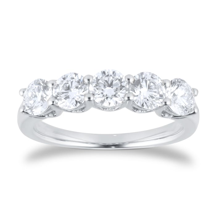 Goldsmiths Platinum 1.50cttw Brilliant Cut Lab Grown Diamond 5 Stone Eternity Ring