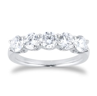 Goldsmiths Platinum 1.50cttw Brilliant Cut Lab Grown Diamond 5 Stone Eternity Ring