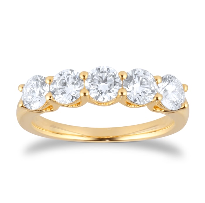 Goldsmiths 18ct Yellow Gold 1.50cttw Brilliant Cut Lab Grown Diamond 5 Stone Eternity Ring