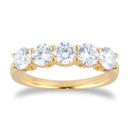 25040013140 - 18ct Yellow Gold 1.50cttw Brilliant Cut Lab Grown Diamond 5 Stone Eternity Ring - Ring Size N