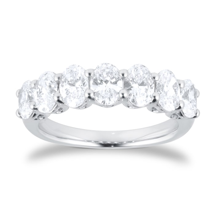 Goldsmiths Platinum 2.00cttw Oval Cut Lab Grown Diamond 7 Stone Eternity Ring