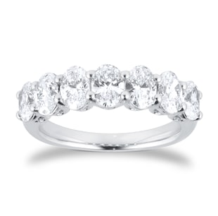 Goldsmiths Platinum 2.00cttw Oval Cut Lab Grown Diamond 7 Stone Eternity Ring
