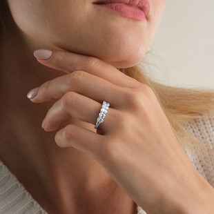 Goldsmiths Platinum 2.00cttw Oval Cut Lab Grown Diamond 7 Stone Eternity Ring