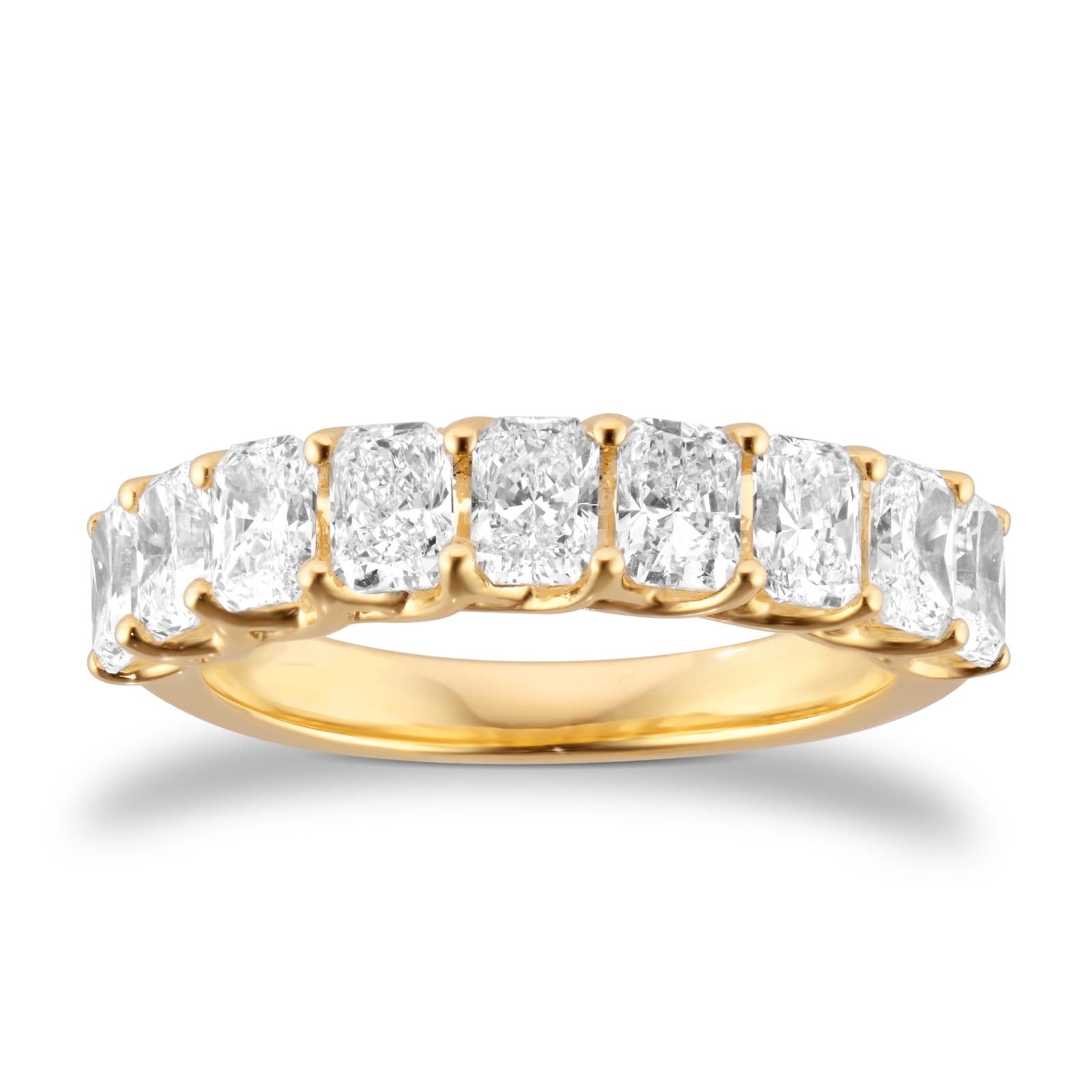 Goldsmiths 18ct Yellow Gold 2.00cttw Radiant Cut Lab Grown Diamond 9 Stone Ring