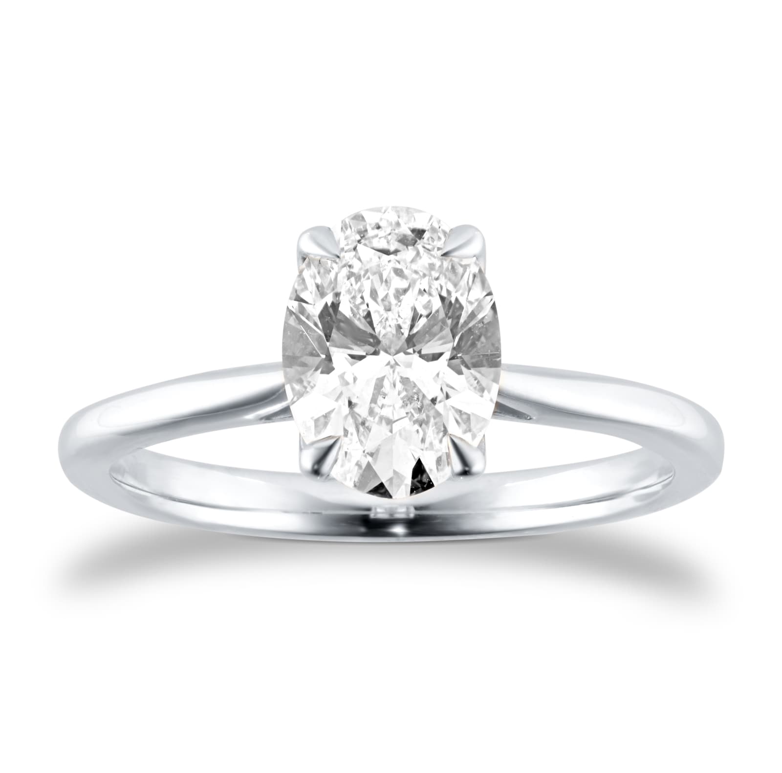 Platinum 1.50cttw Oval Cut Lab Grown Diamond Solitaire Engagement Ring - Ring Size L