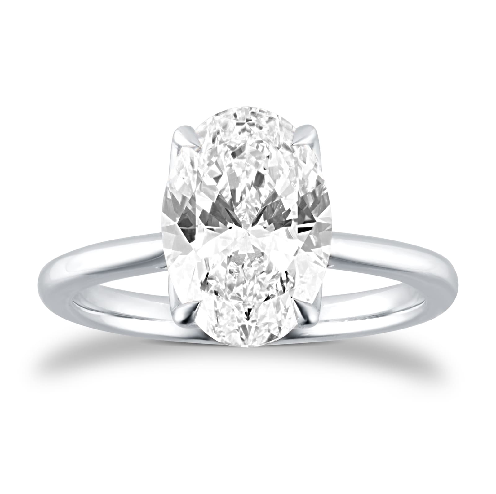 Platinum 3.00cttw Oval Cut Lab Grown Diamond Solitaire Engagement Ring - Ring Size O