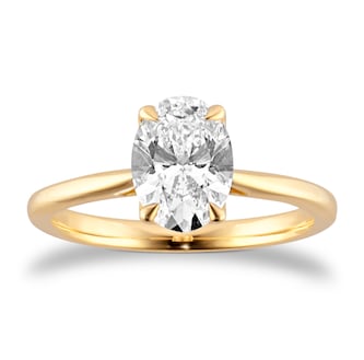 Goldsmiths 18ct Yellow Gold 1.50cttw Oval Cut Lab Grown Diamond Solitaire Engagement Ring