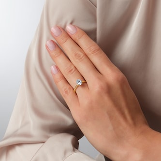 Goldsmiths 18ct Yellow Gold 1.50cttw Oval Cut Lab Grown Diamond Solitaire Engagement Ring