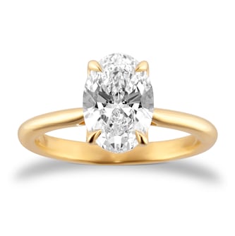 Goldsmiths 18ct Yellow Gold 2.00cttw Oval Cut Lab Grown Diamond Solitaire Engagement Ring