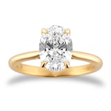 Goldsmiths 18ct Yellow Gold 2.00cttw Oval Cut Lab Grown Diamond Solitaire Engagement Ring