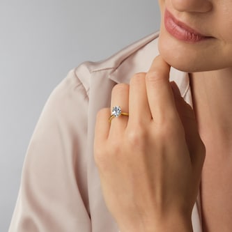 Goldsmiths 18ct Yellow Gold 2.00cttw Oval Cut Lab Grown Diamond Solitaire Engagement Ring