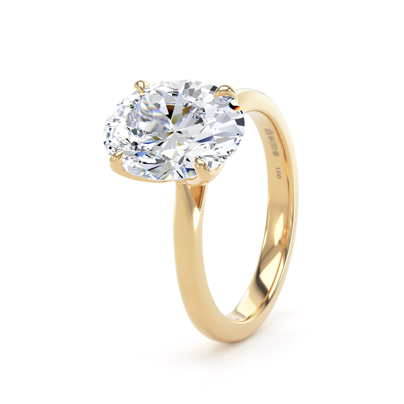 Goldsmiths 18ct Yellow Gold 3.00cttw Oval Cut Lab Grown Diamond Solitaire Engagement Ring Goldsmiths 18ct Yellow Gold 3.00cttw Oval Cut Lab Grown Diamond Solitaire Engagement Ring