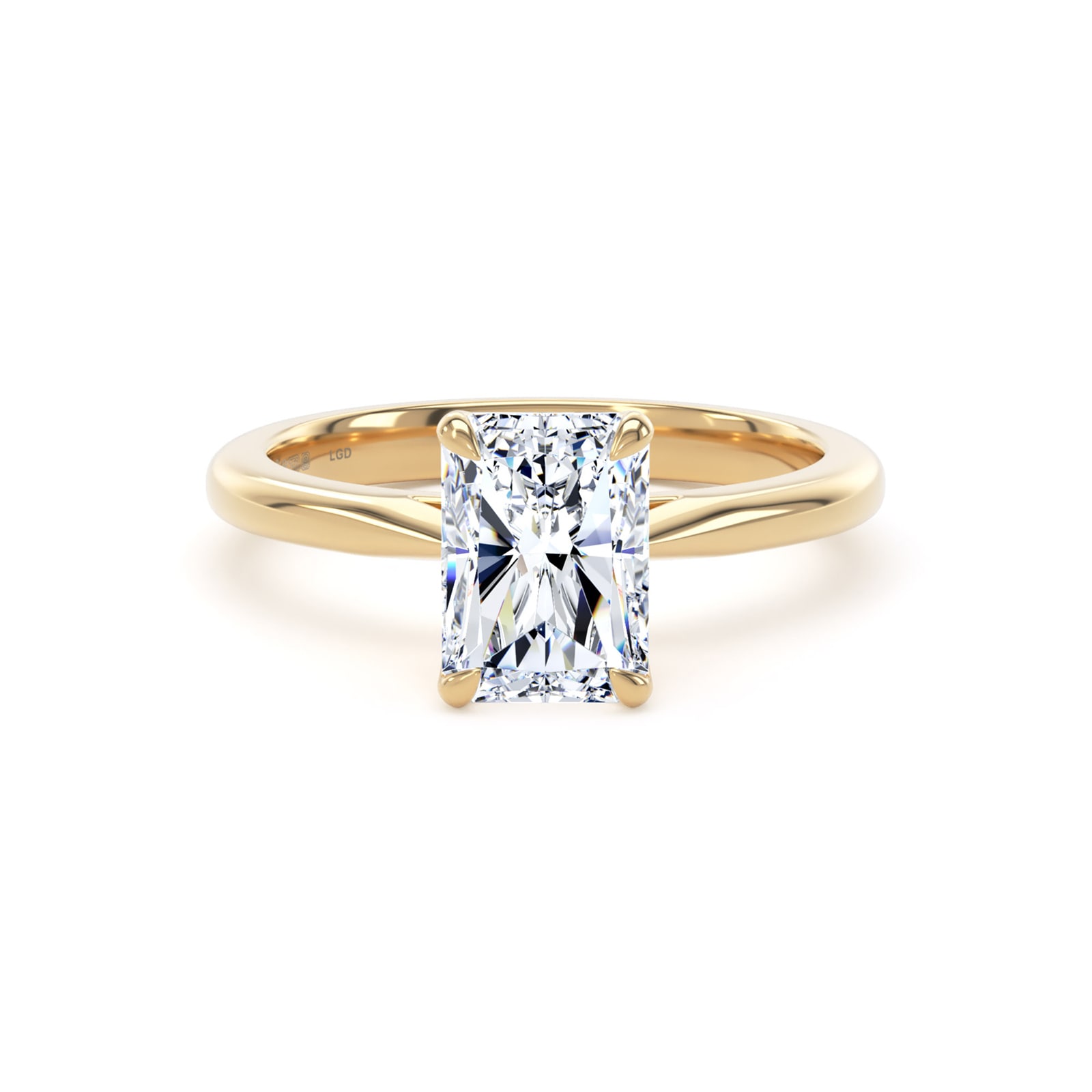 Goldsmiths 18ct Yellow Gold 1.50cttw Radiant Cut Lab Grown Diamond Solitaire Engagement Ring