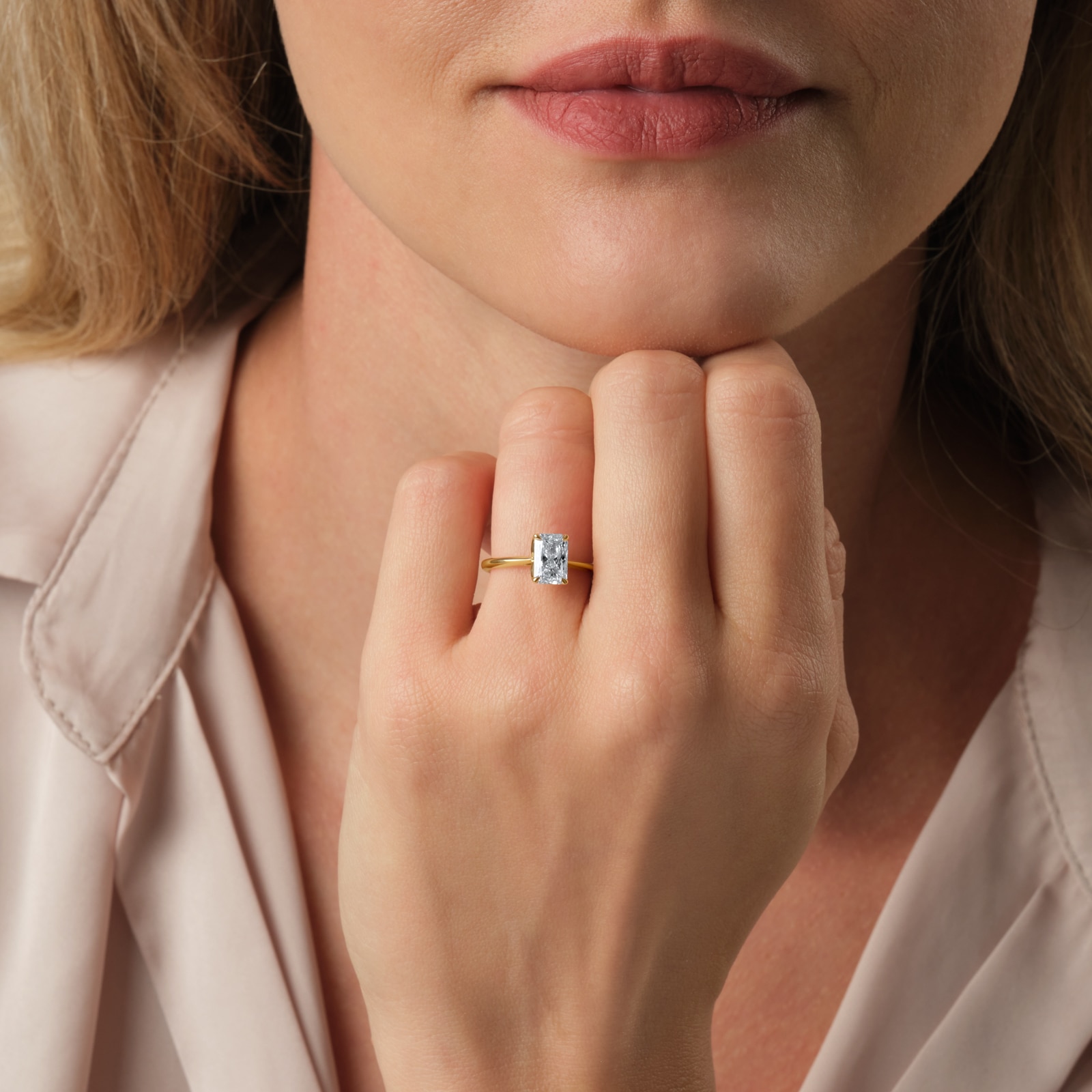 Goldsmiths 18ct Yellow Gold 1.50cttw Radiant Cut Lab Grown Diamond Solitaire Engagement Ring