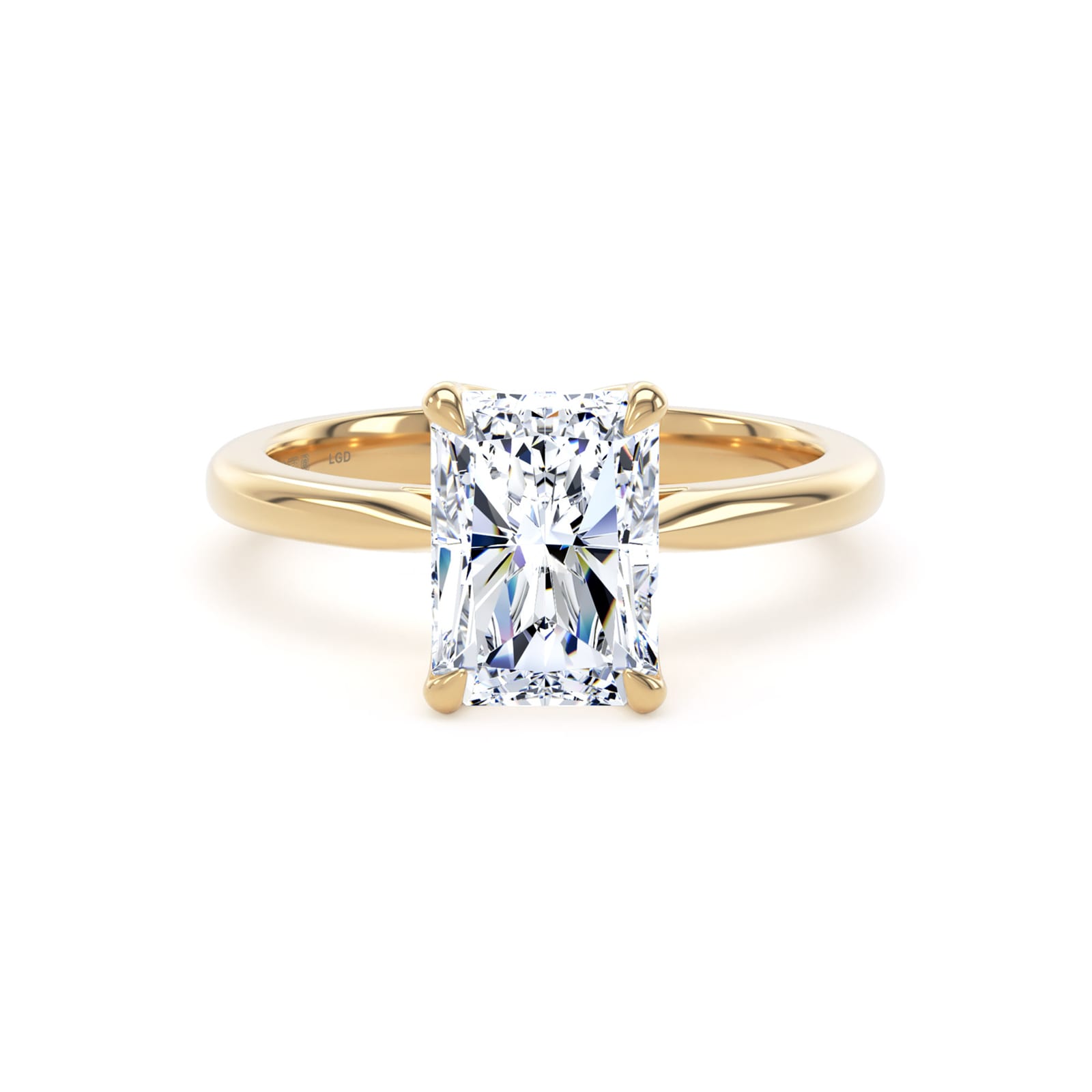 Goldsmiths 18ct Yellow Gold 2.00cttw Radiant Cut Lab Grown Diamond Solitaire Engagement Ring Goldsmiths 18ct Yellow Gold 2.00cttw Radiant Cut Lab Grown Diamond Solitaire Engagement Ring