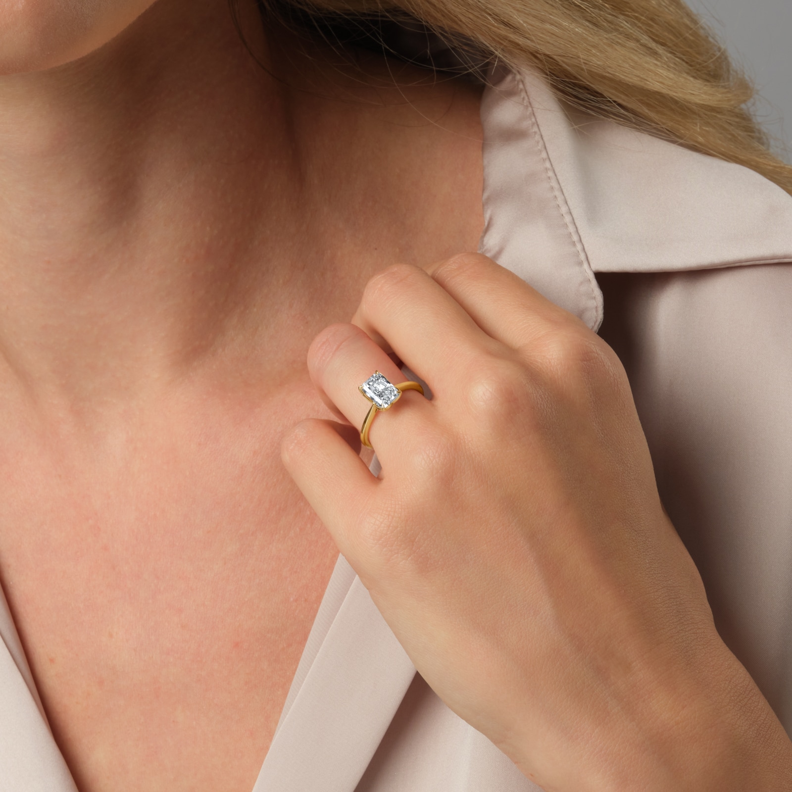 Goldsmiths 18ct Yellow Gold 2.00cttw Radiant Cut Lab Grown Diamond Solitaire Engagement Ring