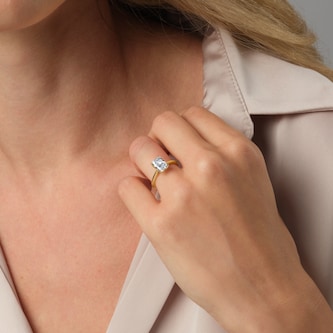 Goldsmiths 18ct Yellow Gold 2.00cttw Radiant Cut Lab Grown Diamond Solitaire Engagement Ring