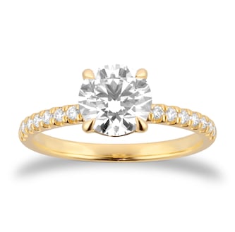 Goldsmiths 18ct Yellow Gold Round 1.70cttw Lab Grown Diamond Set Shoulder Solitaire Engagement Ring Goldsmiths 18ct Yellow Gold Round 1.70cttw Lab Grown Diamond Set Shoulder Solitaire Engagement Ring