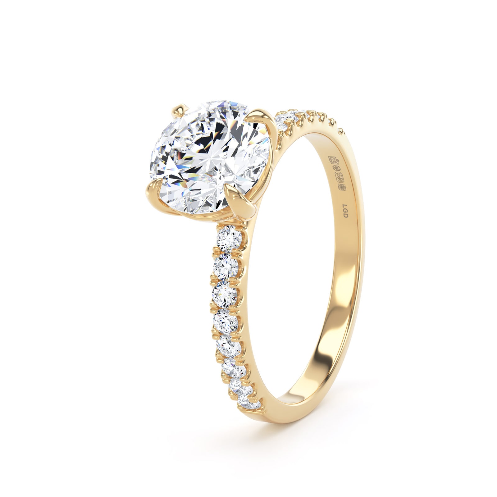 Goldsmiths 18ct Yellow Gold Round 1.70cttw Lab Grown Diamond Set Shoulder Solitaire Engagement Ring Goldsmiths 18ct Yellow Gold Round 1.70cttw Lab Grown Diamond Set Shoulder Solitaire Engagement Ring