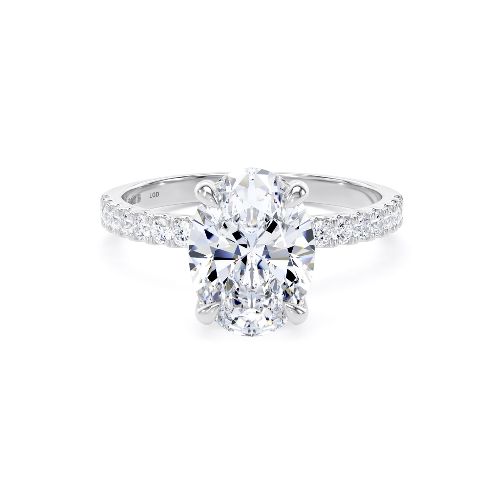 Best Luxury 
Platinum 2.20cttw Oval Lab Grown Diamond Set Shoulder Solitaire Engagement Ring