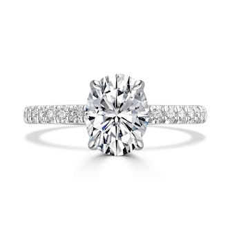 Goldsmiths Platinum 2.20cttw Oval Lab Grown Diamond Set Shoulder Solitaire Engagement Ring