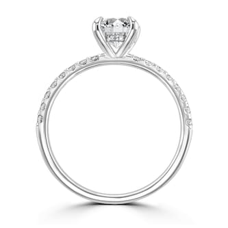 Goldsmiths Platinum 2.20cttw Oval Lab Grown Diamond Set Shoulder Solitaire Engagement Ring