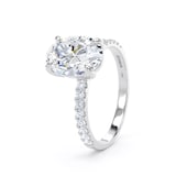 Goldsmiths Platinum 2.20cttw Oval Lab Grown Diamond Set Shoulder Solitaire Engagement Ring