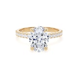 Goldsmiths 18ct Yellow Gold 2.20cttw Oval Lab Grown Diamond Set Shoulder Solitaire Engagement Ring