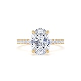 Goldsmiths 18ct Yellow Gold 2.20cttw Oval Lab Grown Diamond Set Shoulder Solitaire Engagement Ring