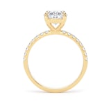 Goldsmiths 18ct Yellow Gold 2.20cttw Oval Lab Grown Diamond Set Shoulder Solitaire Engagement Ring