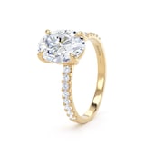 Goldsmiths 18ct Yellow Gold 2.20cttw Oval Lab Grown Diamond Set Shoulder Solitaire Engagement Ring