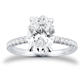 Goldsmiths Platinum 2.70cttw Oval Lab Grown Diamond Set Shoulder Solitaire Engagement Ring