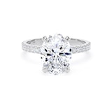 Goldsmiths Platinum 2.70cttw Oval Lab Grown Diamond Set Shoulder Solitaire Engagement Ring
